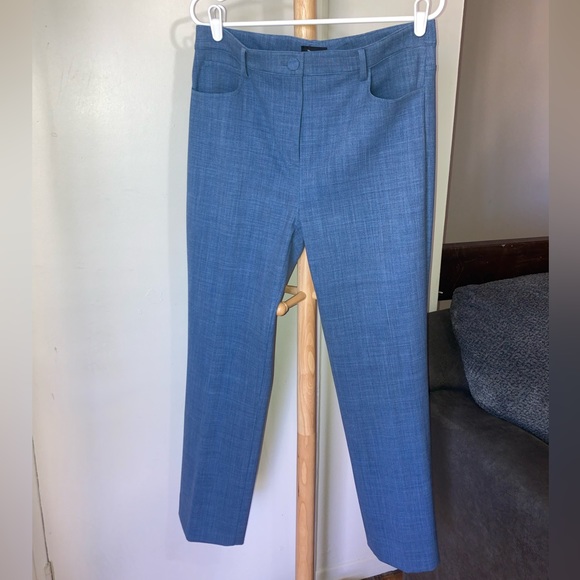 Theory Wool Blend Denim Portland Chambray Casual Straight Leg Trouser Pants - Picture 8 of 17